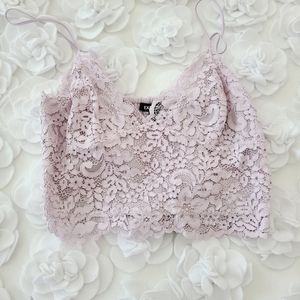 Express Lilac Purple Lace Crop Top